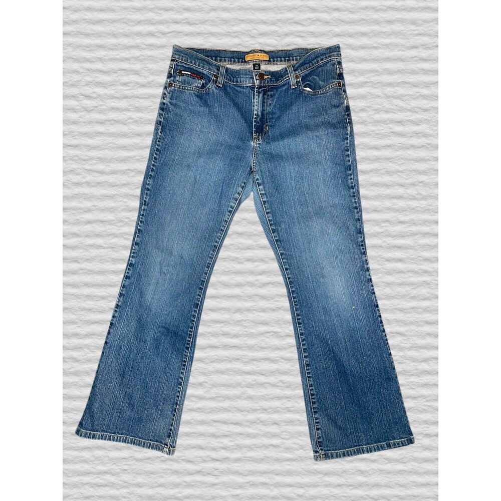 Vtg Y2K Tommy Hilfiger Low Rise Bootcut Jeans Juniors 13S Short Rodeo Western